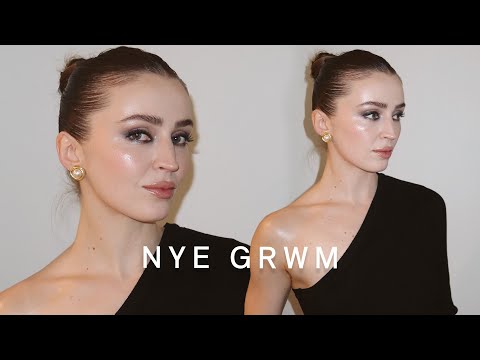 party glam makeup + glowing skin for NYE 🍾 get ready with me