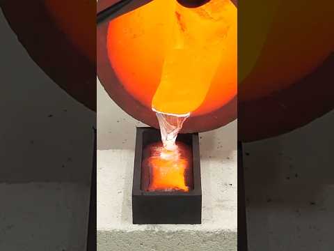 Melting soda cans into a metal bar