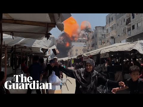 Moment Israeli airstrike hits building in Gaza City