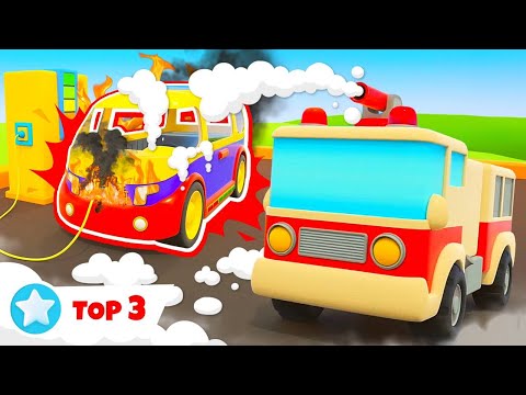 🚒🚜 Die Helfer-Autos im Einsatz! Feuerwehrauto, Tunnelbohrwagen & Traktor – TOP 3 Cartoons! 🔥