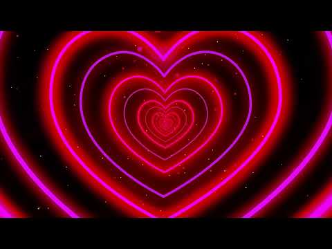 Double Neon Love Heart Tunnel Particles Background 1 hour | 4k 60fps Background Disco Pink