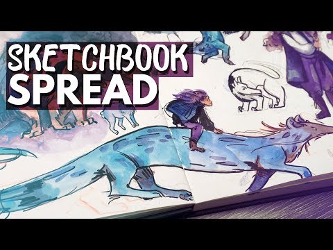 Filling a Sketchbook Spread! - Draw With me (Sketchbook Session)