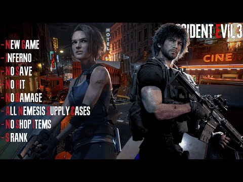 Resident Evil 3 Remake, Inferno, No Save, No Damage, All Nemesis Supply Cases, No Shop Items, S Rank