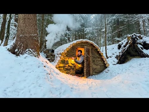 Building a Heavy Stone Shelter for Winter Survival |Carpathian Bushcraft Bunker