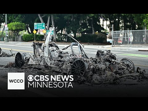 Several Waymo vehicles torched amid Los Angeles protests over ICE
