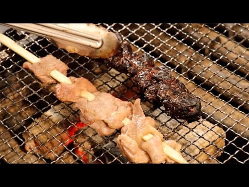 Beef Tongue Whale Skewers - Japanese Street Food - Okinawa Japan