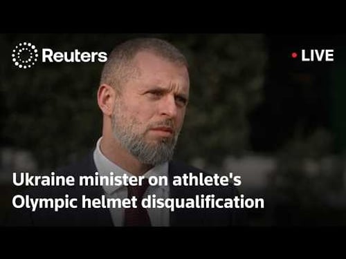 LIVE: Ukrainian minister speaks after athlete disqualified over Olympic helmet