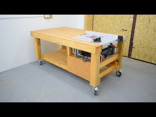 Homemade Table With Built Saw / Workbench
