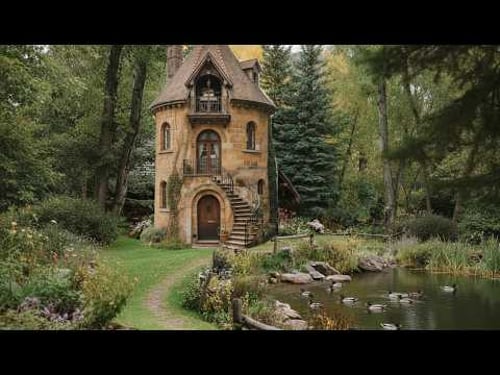 🌿 Inside a Hidden Forest Stone Cottage — Wait Till You See the Round Reading Room | Full Tour | 8K