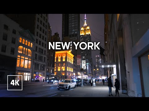 NEW YORK Night Walk - Manhattan Walking Tour, NYC