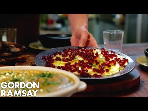 Gazpacho Paired With Pineapple Carpaccio, Pomegranate & Vanilla Salt By Gordon Ramsay