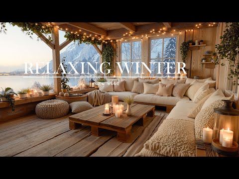 Winter Chill Jazz ❄️ Fireplace Cabin by the Lake | Soft Jazz for Study & Relief