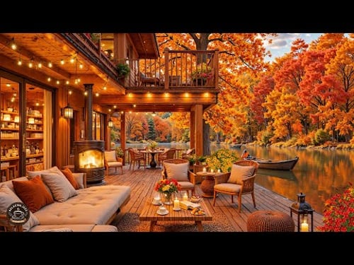Sweet Autumn Jazz Music for Relaxing ๐ Vintage Outdoor Cafe in Old Town 1940s ~ Cozy Fall Ambience