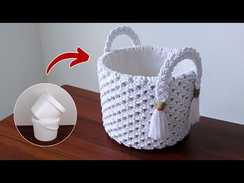 DIY Rope Basket from a Plastic Bucket!