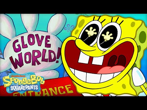 An ENTIRE Day at GLOVE WORLD w/ SpongeBob and Patrick! 🧤