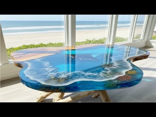 The Process of Making Unique, Soul-Capturing Ocean Wave Epoxy Table - Delicately Curved Table Edges
