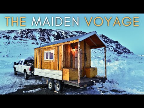 First Night In My Self-Built Tiny Cabin on Wheels || Alone in the Mountains of Alaska || ASMR