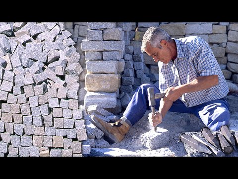 The GRANITE. Manual removal and cutting for use as pavers and in construction | Documentary film