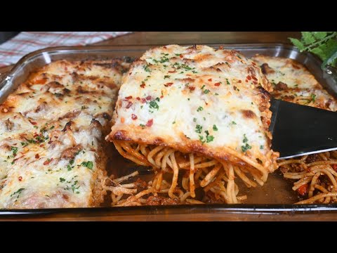 طعم مكرونة السباغيتي لذيذ عندما يحضر بهذة الطريقة في الفرن 👍 Easy and Delicious Baked Spaghetti