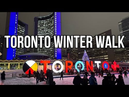 Downtown Toronto Christmas Snowstorm Walking Tour 2025 | 4K 60