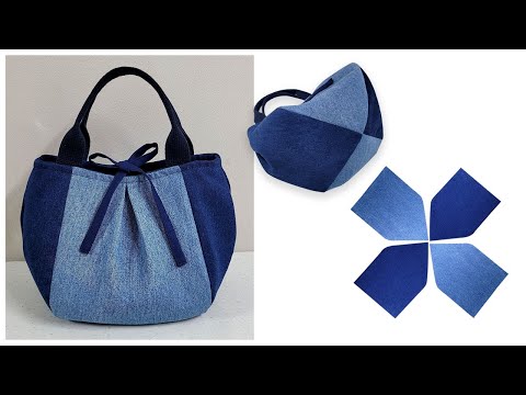 DIY 바닥이 넉넉한 귀여운 손가방 만들기/How to make a cute handbag with a spacious bottom/청바지 리폼/Jeans upcycling