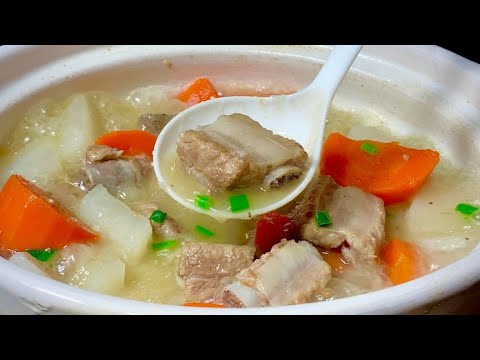 Drink more radish and pork ribs soup in winter. Remember not to blanch the water.