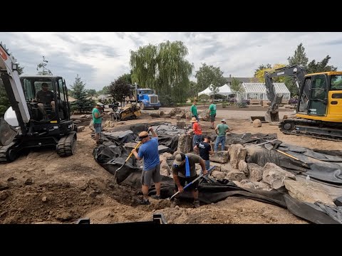 Aquascape Ecosystem Pond Installation Day 2: Liner & Rocks! πͺπͺ¨βοΈ // Garden Answer