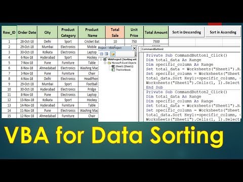 VBA to Sort Data in Excel - Excel VBA Tutorial