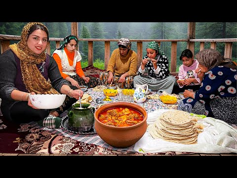 Village Life in Northern Iran | Baking Saj Bread, Lamb Stew in Clay Pot & Traditional Persian Butter