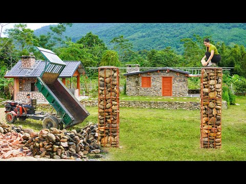 Weld Iron Bars Together To Form A Frame and Use Lots Of Stones To Create A Unique Gate.