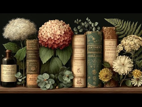 Vintage Books & Blooms TV Art Screensaver for The Frame TV