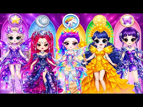 K-Pop Demon Hunters: Huntrix & Disney Princess Try Element Fairy Fashion! | Luna Paper Dolls