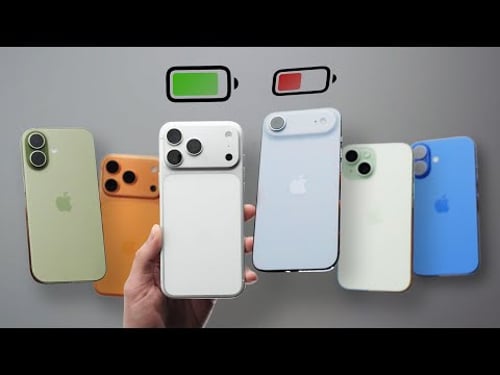 Тест батарей iPhone Air / 17 / Pro / Max (и сравнение с iPhone 13 / 15 / 16)
