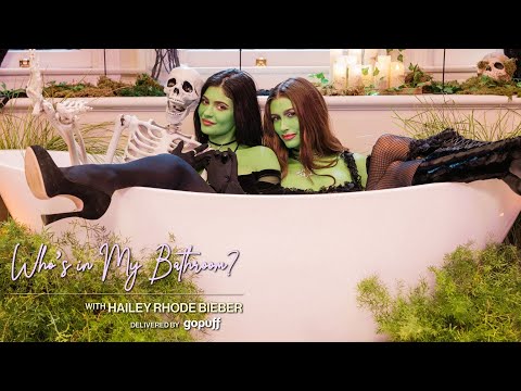 Kylie Jenner & Hailey Bieber toast to Halloween with spooky cocktails | WHO'S IN MY BATHROOM?