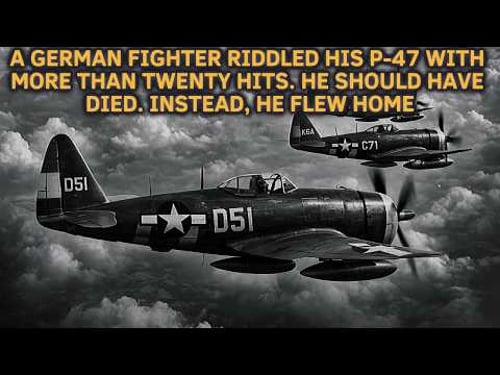 A German fighter riddled his P-47 with more than twenty hits. He should have died.