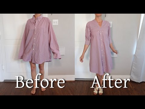 How to Upcycle an Oversized Shirt into a Boxy Dress - Beginner Sewing Project