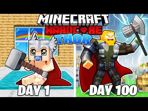 I Survived 100 DAYS as THOR in HARDCORE Minecraft!