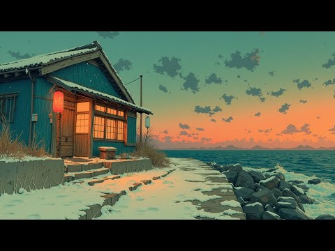 Cozy Japanese Winter Lofi ❄️ Retro Seaside Ambience & Chill Hip Hop Beats 🎶 Study Relax