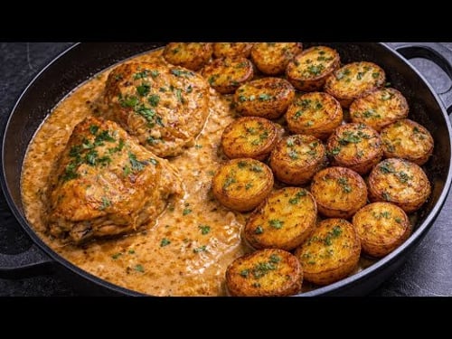 So Delicious You Can Cook It Every Day – Creamy Chicken & Sautéed Potatoes 😍🔥