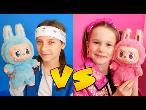 Pink vs blue doll house for Labubu