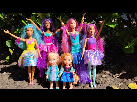 Fairy Encounter ! Elsa & Anna toddlers - granted wishes - Barbie dolls