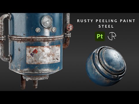 Making a worn rusty steel with peeling paint material in substance 3d painter - Tutorial