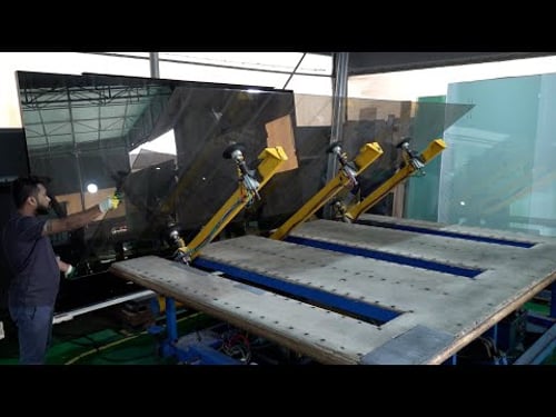 Process of Making a Sliding Entrance Door in Korea Factory.