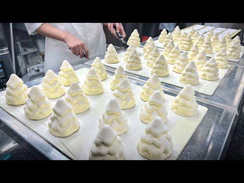 Is this Cake or Art? Next Level Christmas Tree Mousse Cake Making - Korean Bakery