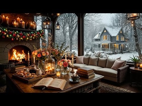 Winter Jazz Coffee Shop ββοΈ Relaxing Jazz & Fireplace Sounds for Study & Work