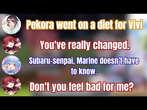 Marine Went Menhera Mode After She Found Out That Pekora Went On a Diet Just To Meet Vivi