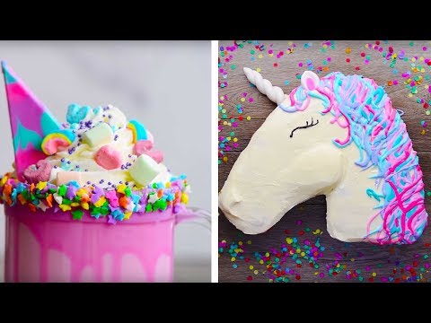 10 Amazing Unicorn Themed Dessert Recipes | DIY Homemade Unicorn Buttercream Cupcakes by So Yummy