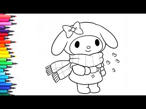 Cute My Melody Wear Sweater Drawing, Painting & Colouring for Kids and Toddlers_ Child Art
