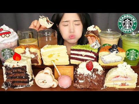 🎄WELCOME TO STARBUCKS CHRISTMAS💚 NEW CAKE & DESSERT ASMR MUKBANG EATING SOUNDS