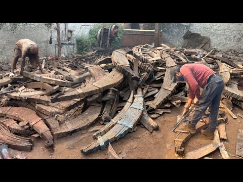 Recycling Process of Old Truck Leaf springs to Make New Chuff Cutting Machine Blade |Waste Recycling